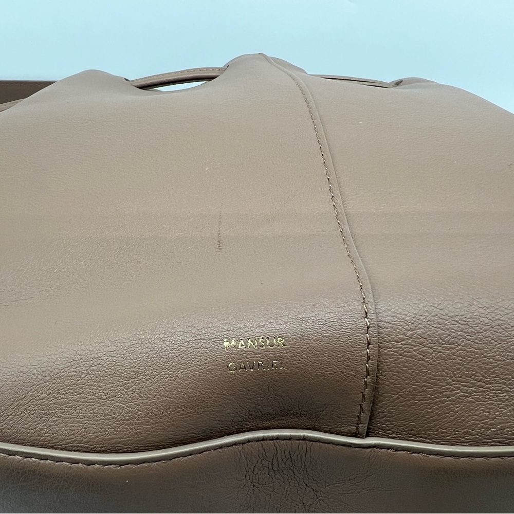 NWT MANSUR GAVRIEL Flores Biscotto Nude Leather Double Drawstring Shoulder Bag - Picture 12 of 16